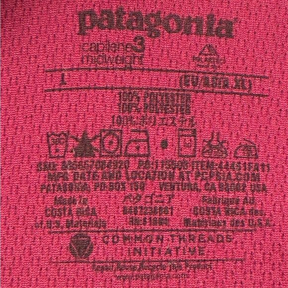 PATAGONIA Capilene Midweight Zip Neck Base Layer Long Sleeve Top Burgundy Large - Picture 5 of 5